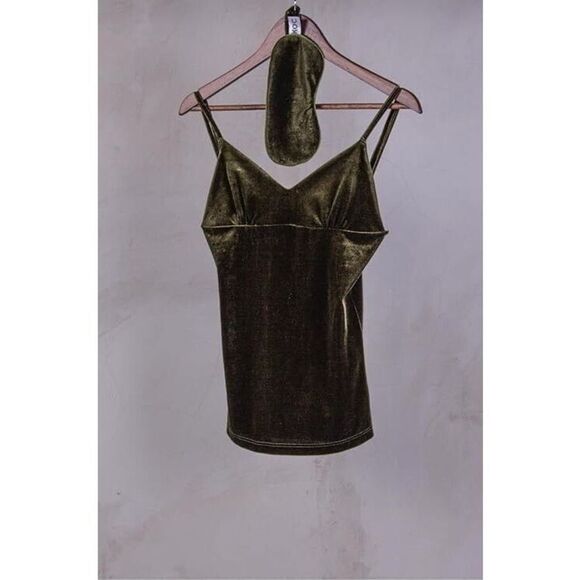 KING OF CHRISTMAS Women's 4 Piece Luxury Olive Green Velvet Robe Lounge Pajamas - Picture 2 of 8